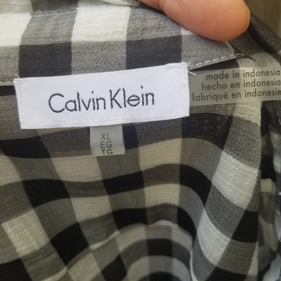 Euc! Checkered gingham button down tunic blouse - Picture 6 of 8